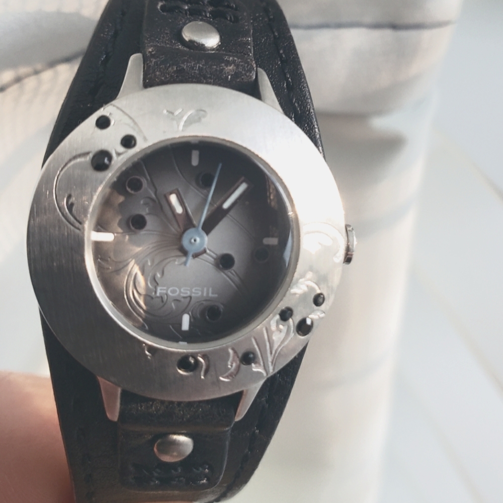 Fossil Genuine Leather Watch Flower floral - Picture 5 of 5